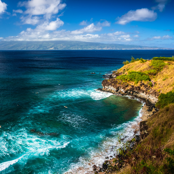 Beach and cliffs in Hawaii.