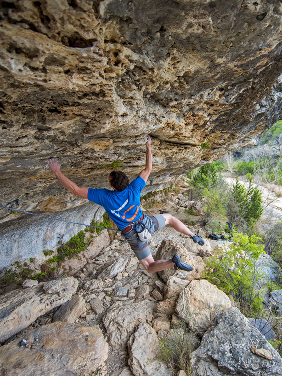 Man rock climbing.