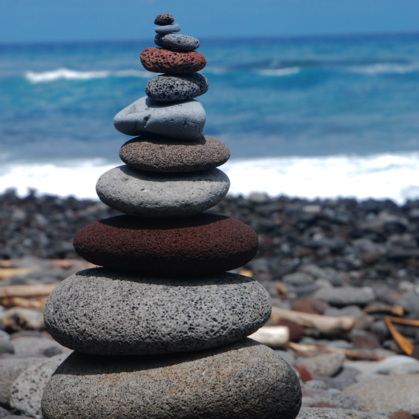 Stack of rocks on a beach.